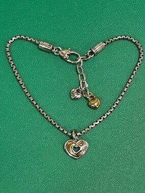 Brighton Golden Spring Two Tone Heart Retired Anklet